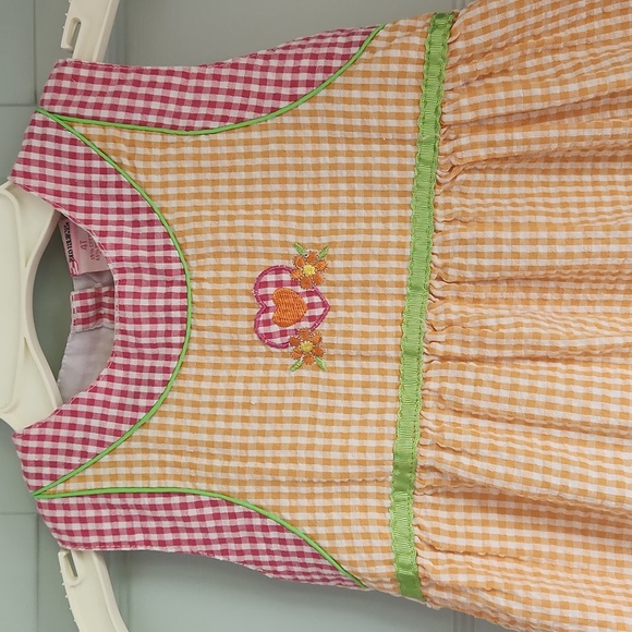 2B Real, Girl's sz4T, Gingham Dress, Pink&White,Orange&White  Check w Appliques - Picture 2 of 13
